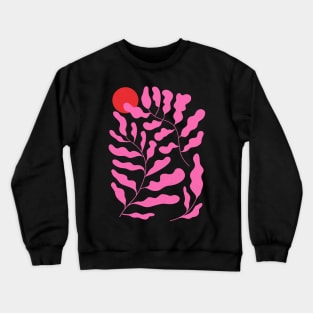 Funky Pink Purple Plants illustration. Abstract Matisse Inspired Art Crewneck Sweatshirt